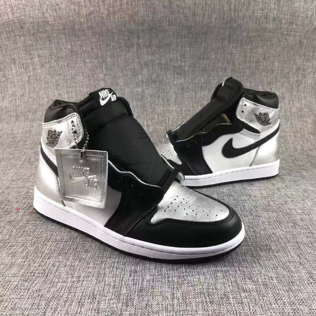 Jordan Air Jordan 1 Silver Toe High-Top Sneakers Black Silver