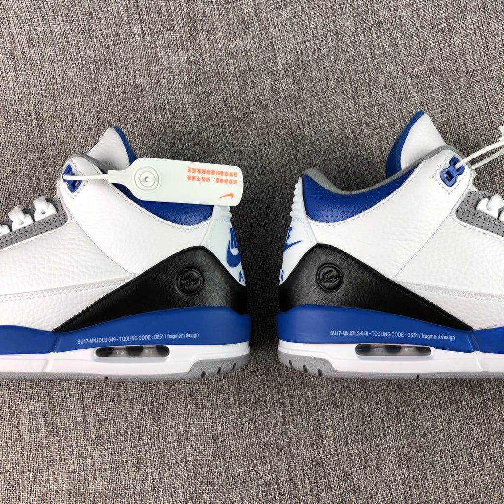 Fragment x Air Jordan 3 Sneakers White Blue Black CT8532-040