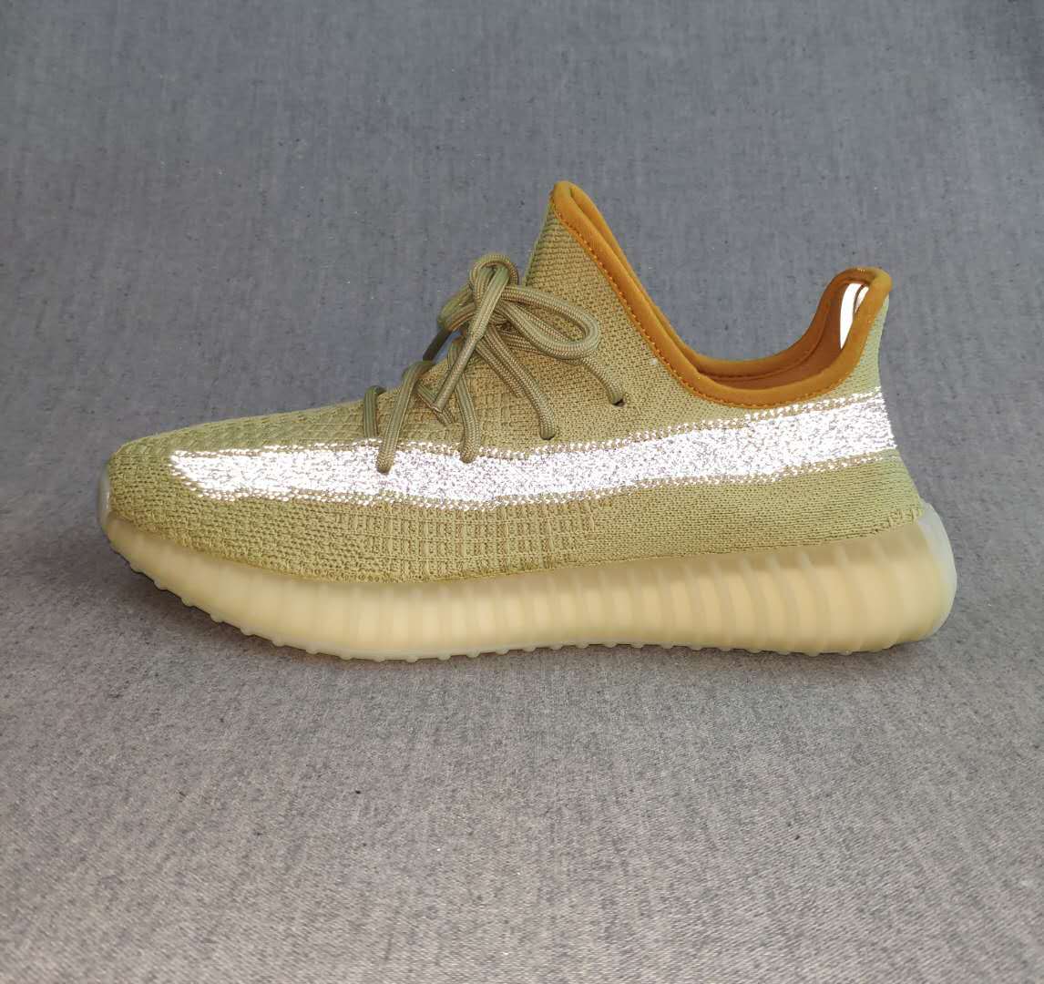 Yeezy 350 V2 Reflective Green Knit Sneakers