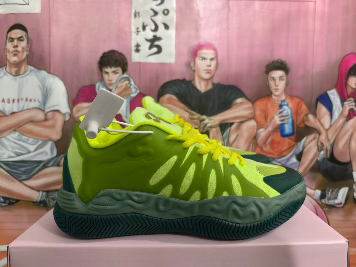 Green Basketball Sneakers with Yellow Accents