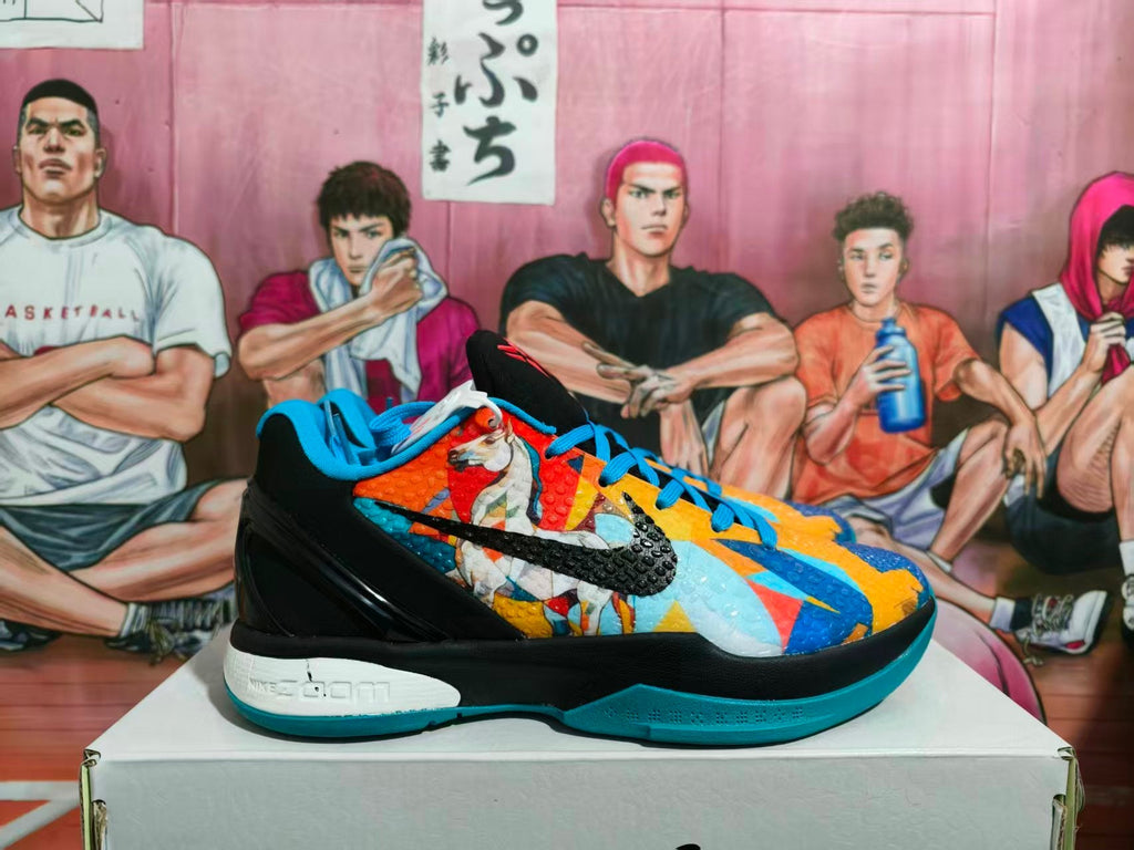 Nike Basketball Sneakers Blue Orange Black Graffiti Style