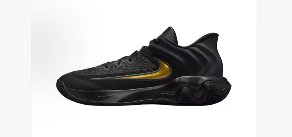 Nike FQ3680-010 Black Basketball Shoes with Gold Swoosh