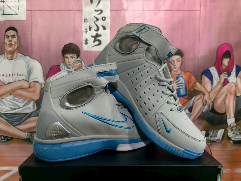 Nike Gray Blue High-Top Basketball Sneakers