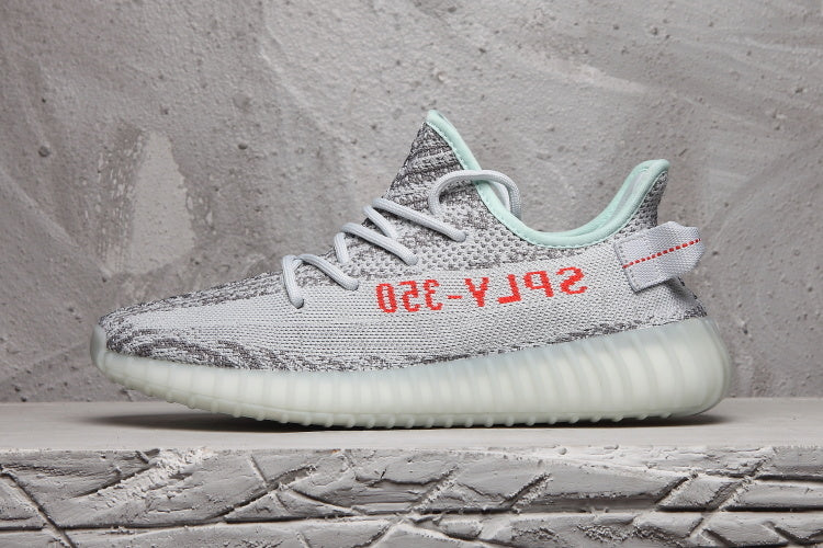 Yeezy 350 V2 Sneakers in Gray with Mint Accents