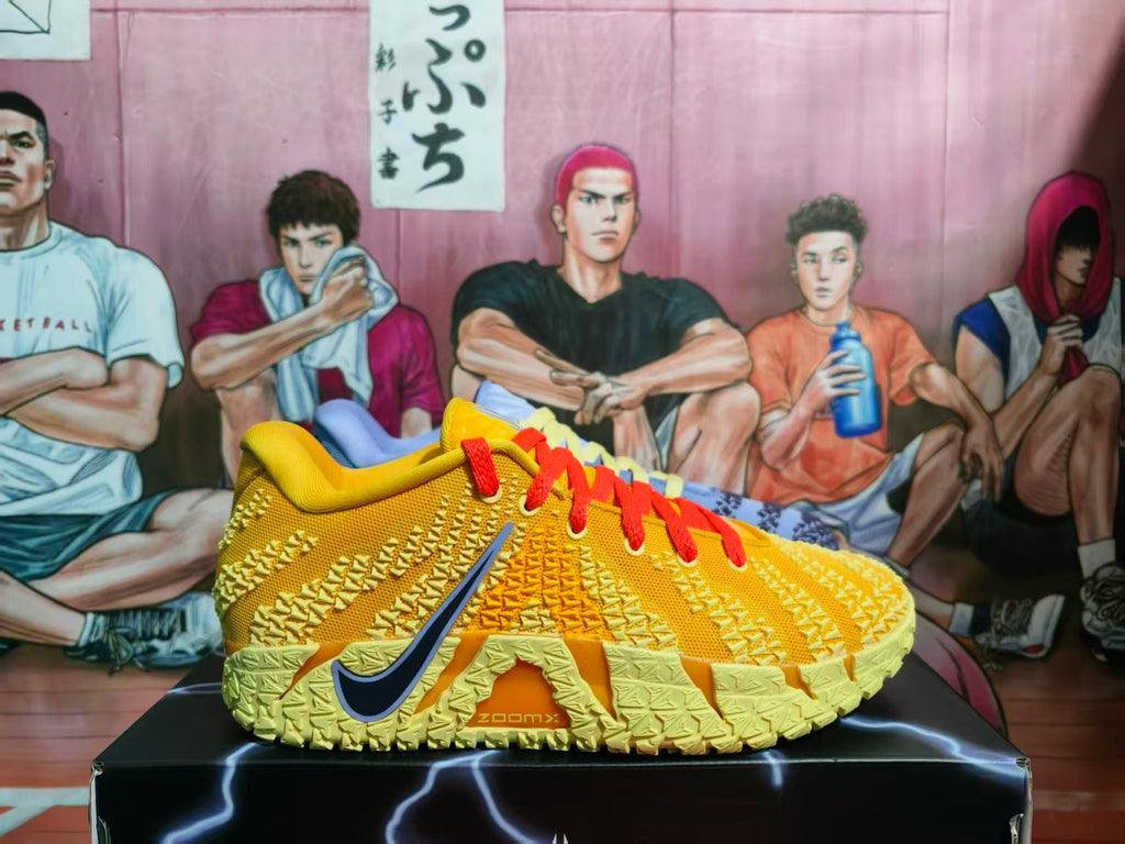 Nike Yellow and Blue Mismatch Basketball Sneakers