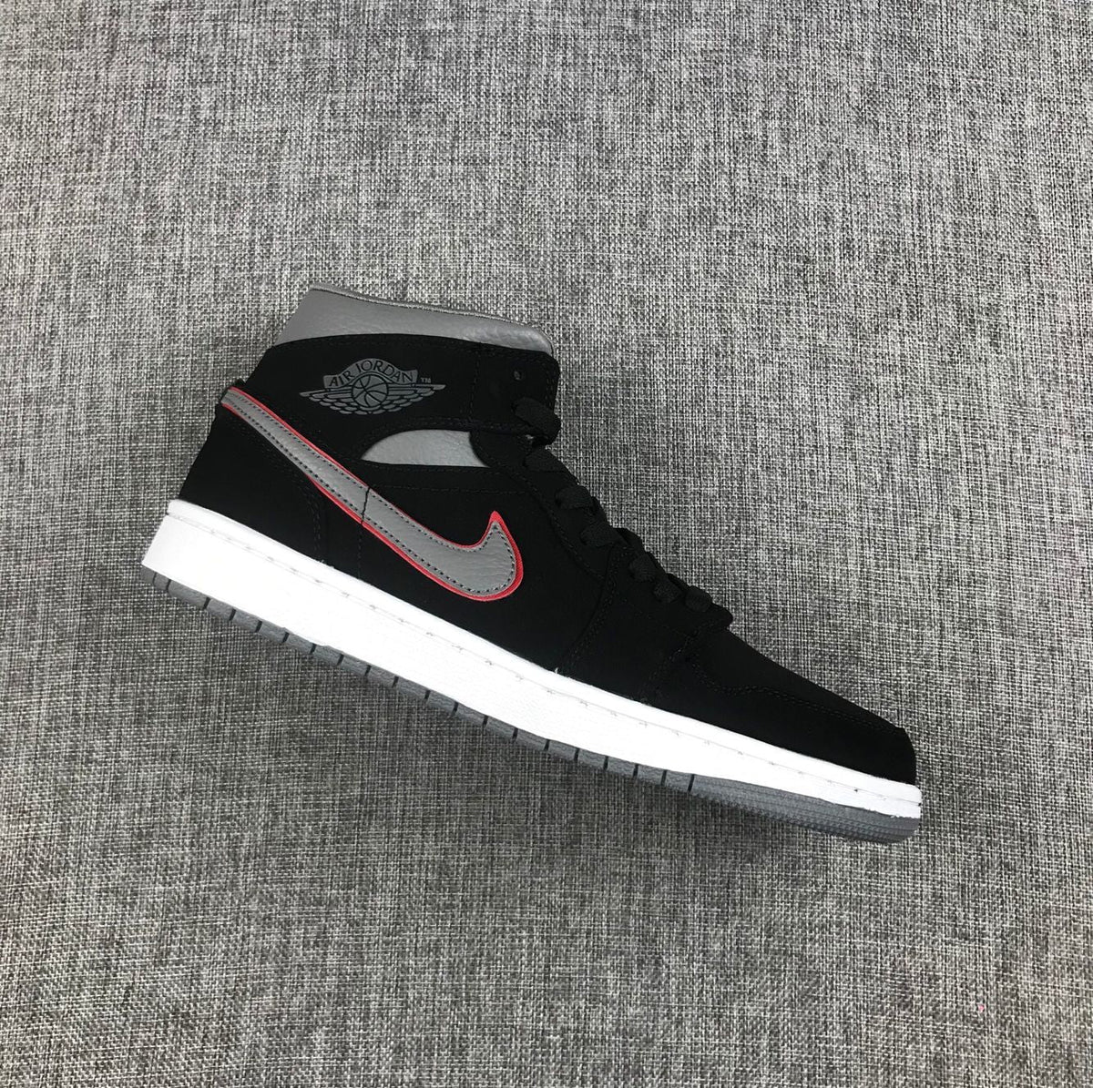 Air Jordan 1 Mid Black Grey Red 554724-060 Sneakers