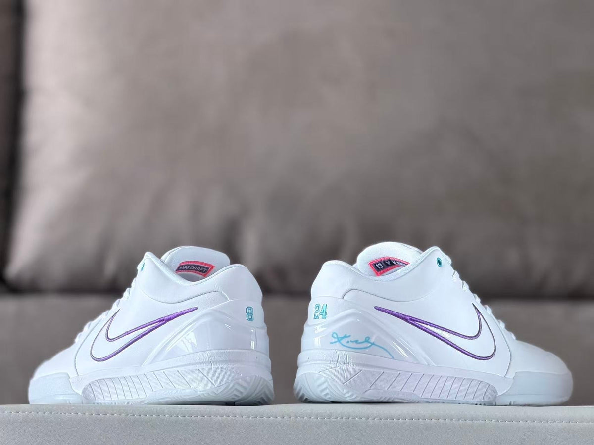 Nike Kobe 4 Low Basketball Shoes White Purple Charlotte