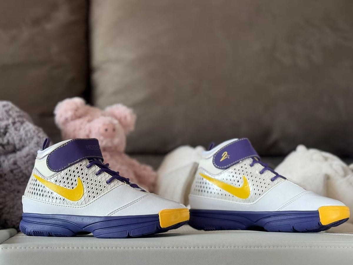 Nike Kobe 2 Kids Basketball Sneakers White Purple Yellow