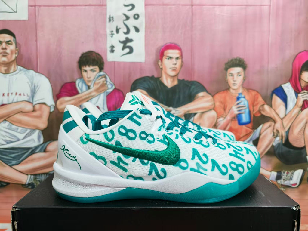 Nike White Green Graffiti Basketball Sneakers