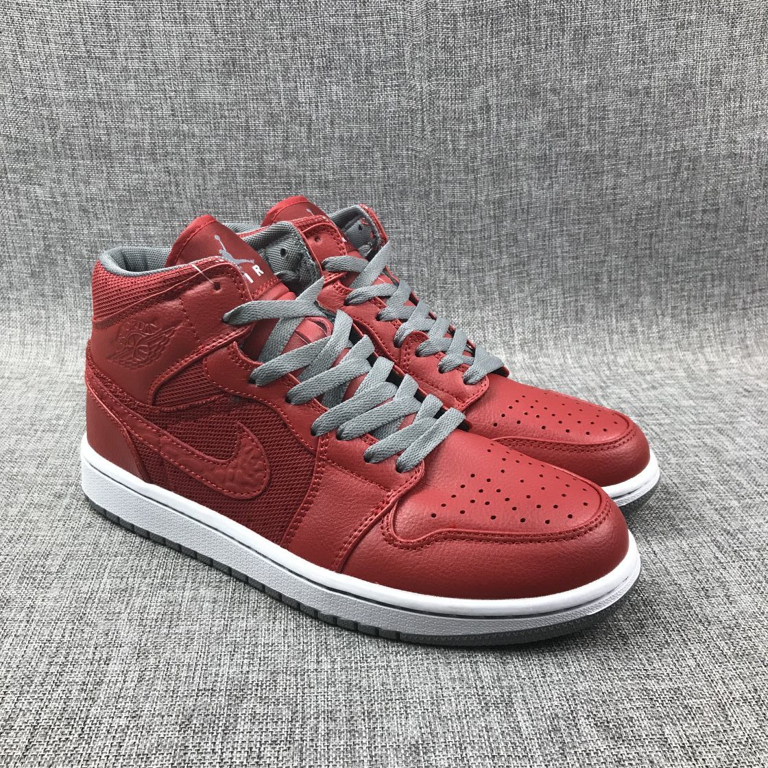 Jordan Air 1 Mid Red High-Top Sneakers 364770-603