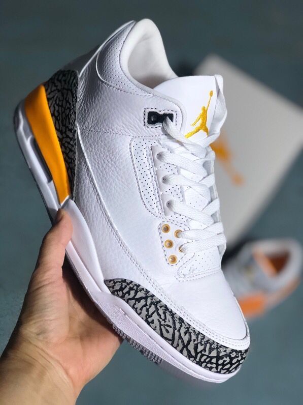 Jordan 3 White and Orange Men's Sneakers