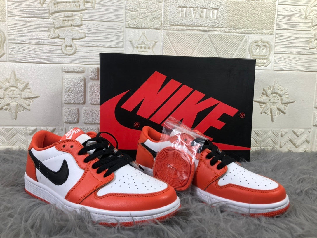 Air Jordan 1 Low White Orange Black Sneakers CZ0790-801