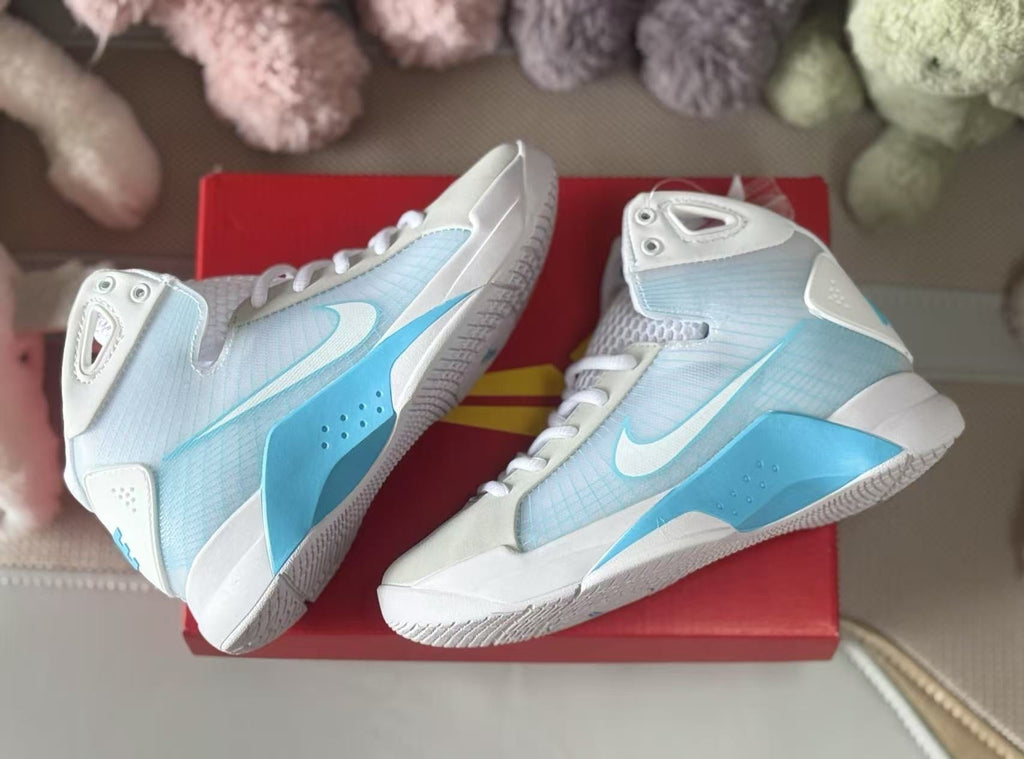 Nike HD2008 Kids High-Top Sneakers in White and Blue