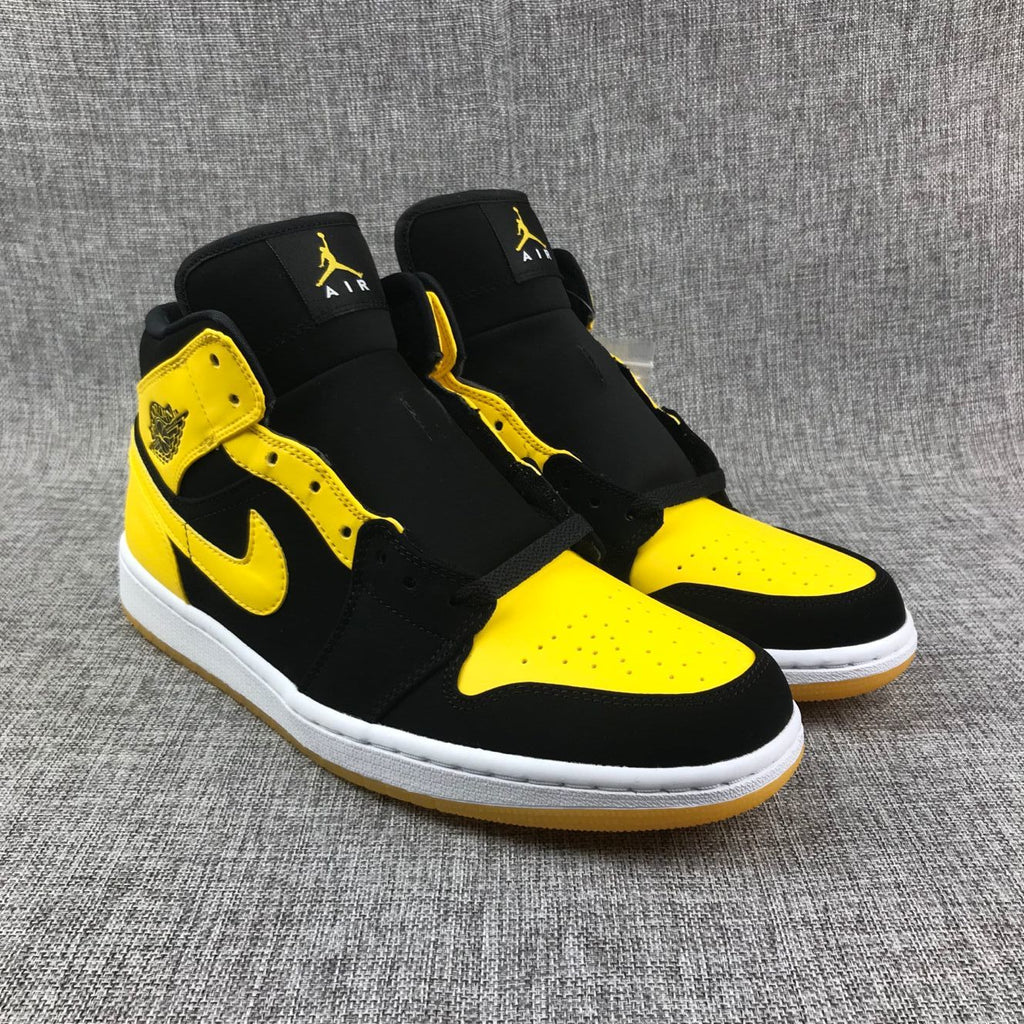 Jordan Air Jordan 1 Mid Black Yellow White Sneakers