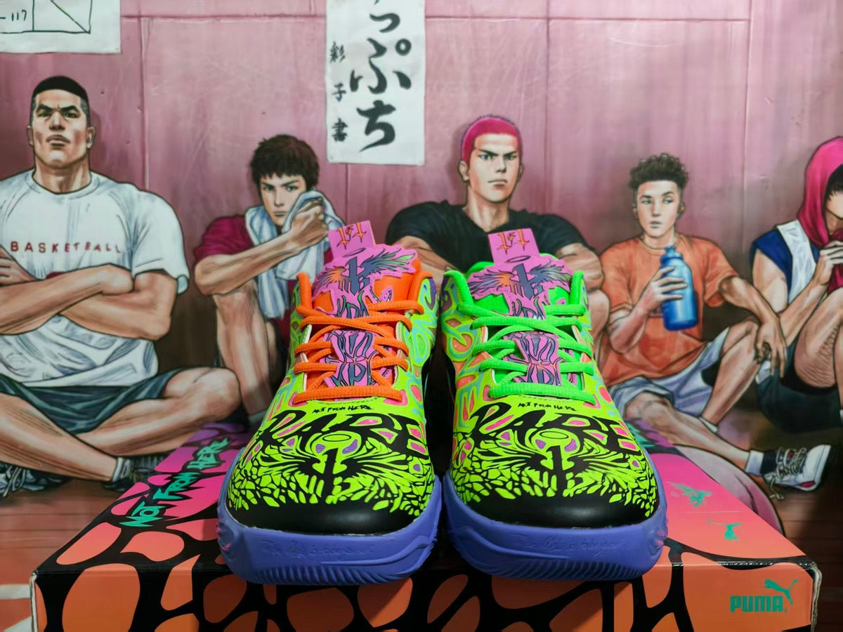 Puma Purple Green Basketball Sneakers
