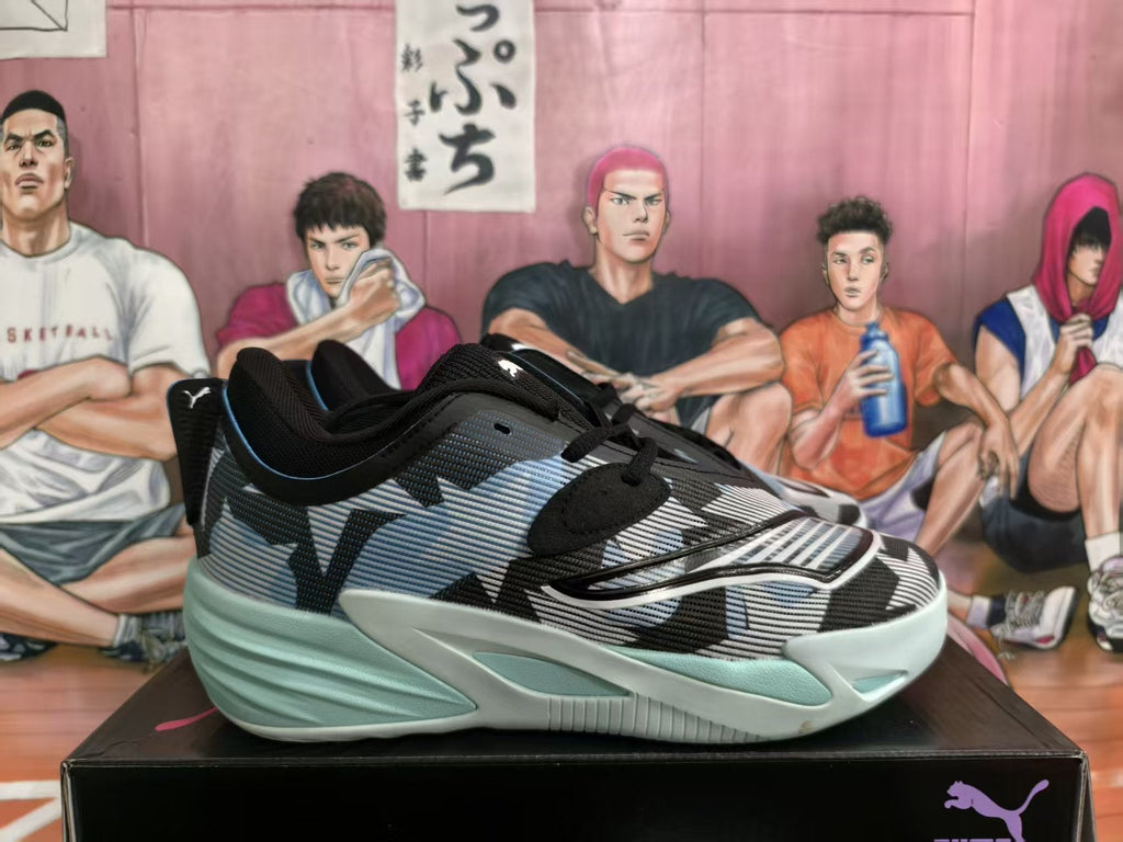 PUMA All-Pro Basketball Shoes in Black and Mint