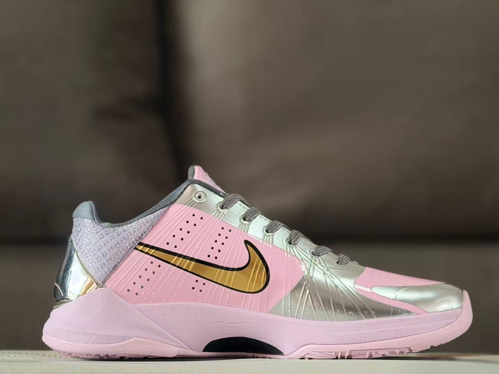 Nike Kobe 5 Low Basketball Shoes Pink Silver Gold