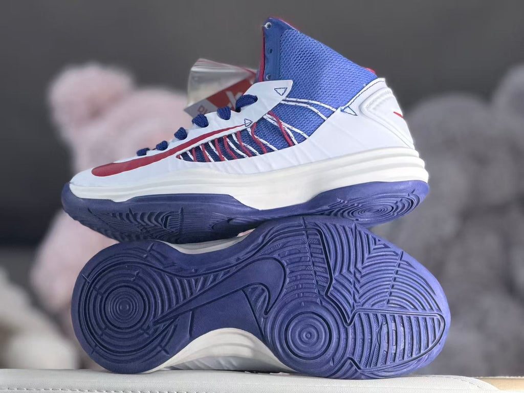 Nike HD2012 Kids High-Top Basketball Shoes White Blue Red
