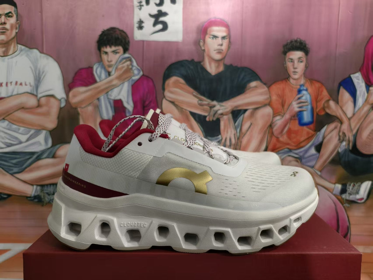 On Cloud Sneakers White Red Gold