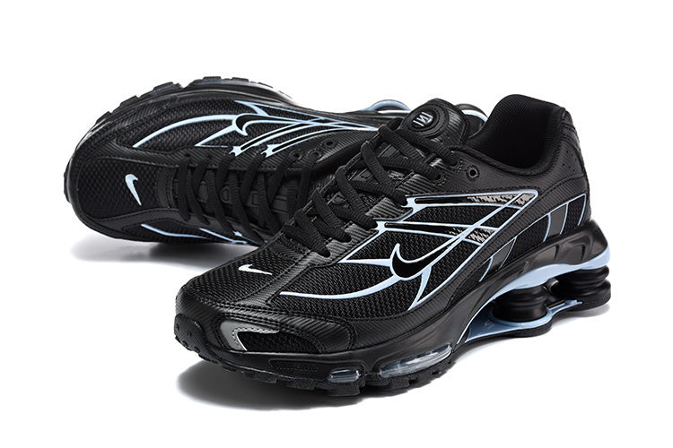 Nike Shox R4 Black and Light Blue Sneakers