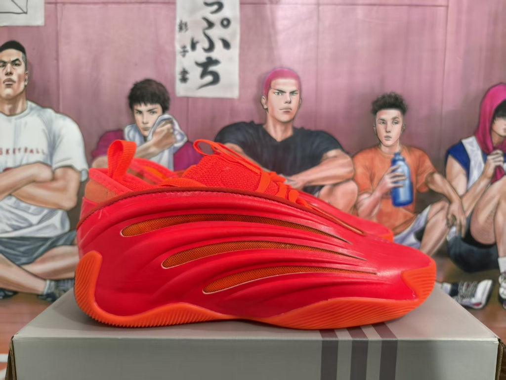 Red Basketball Sneakers with Sculpted Side Panels