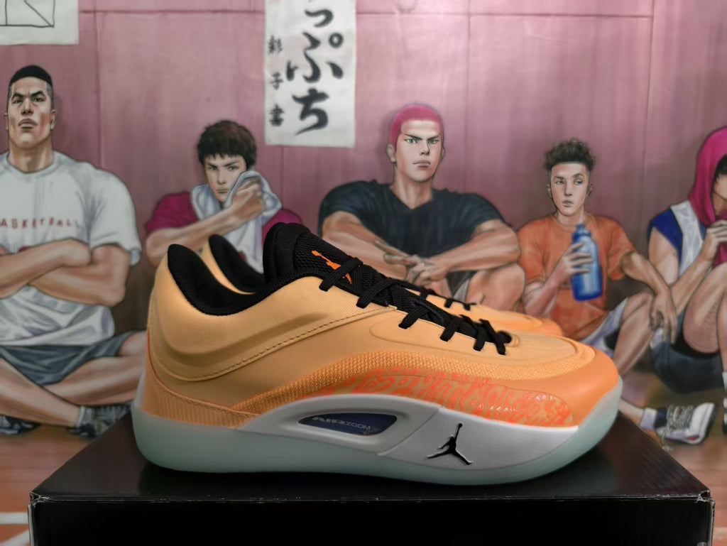 Jordan Orange and Black Basketball Sneakers