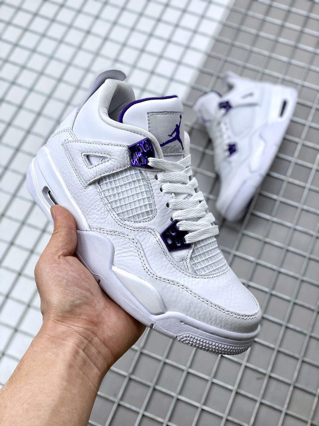 Air Jordan 4 Court Purple White Sneakers