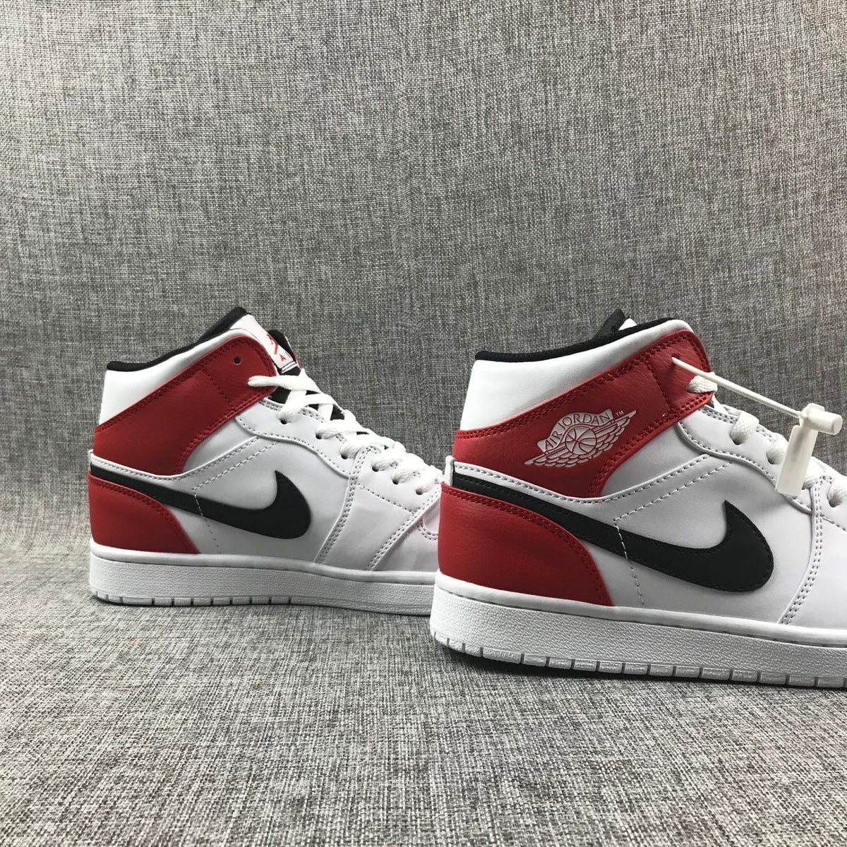 Jordan 1 Mid White Red Black Sneakers 554724-116