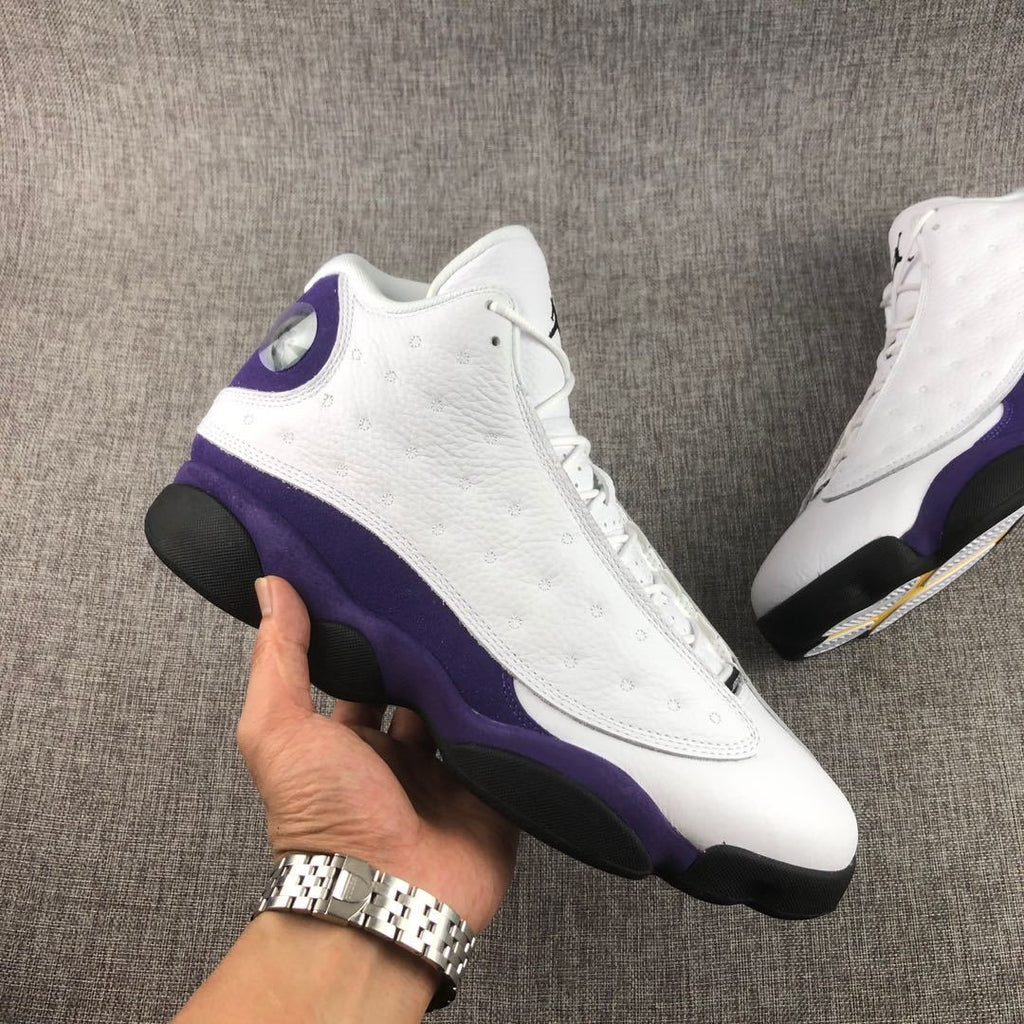 Air Jordan 13 Lakers White and Purple Sneakers