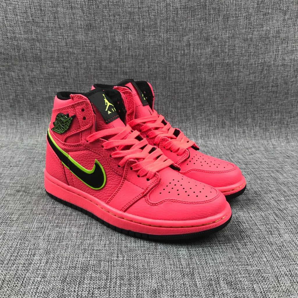 Jordan 1 Mid Hot Punch Black Volt Sneakers AQ9131-600