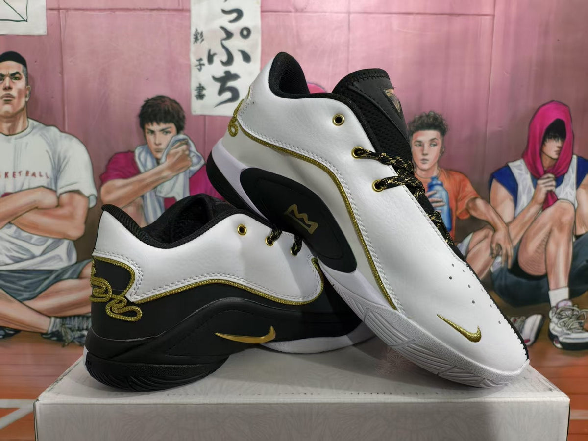 Nike Black History Month Basketball Sneakers Black White Gold
