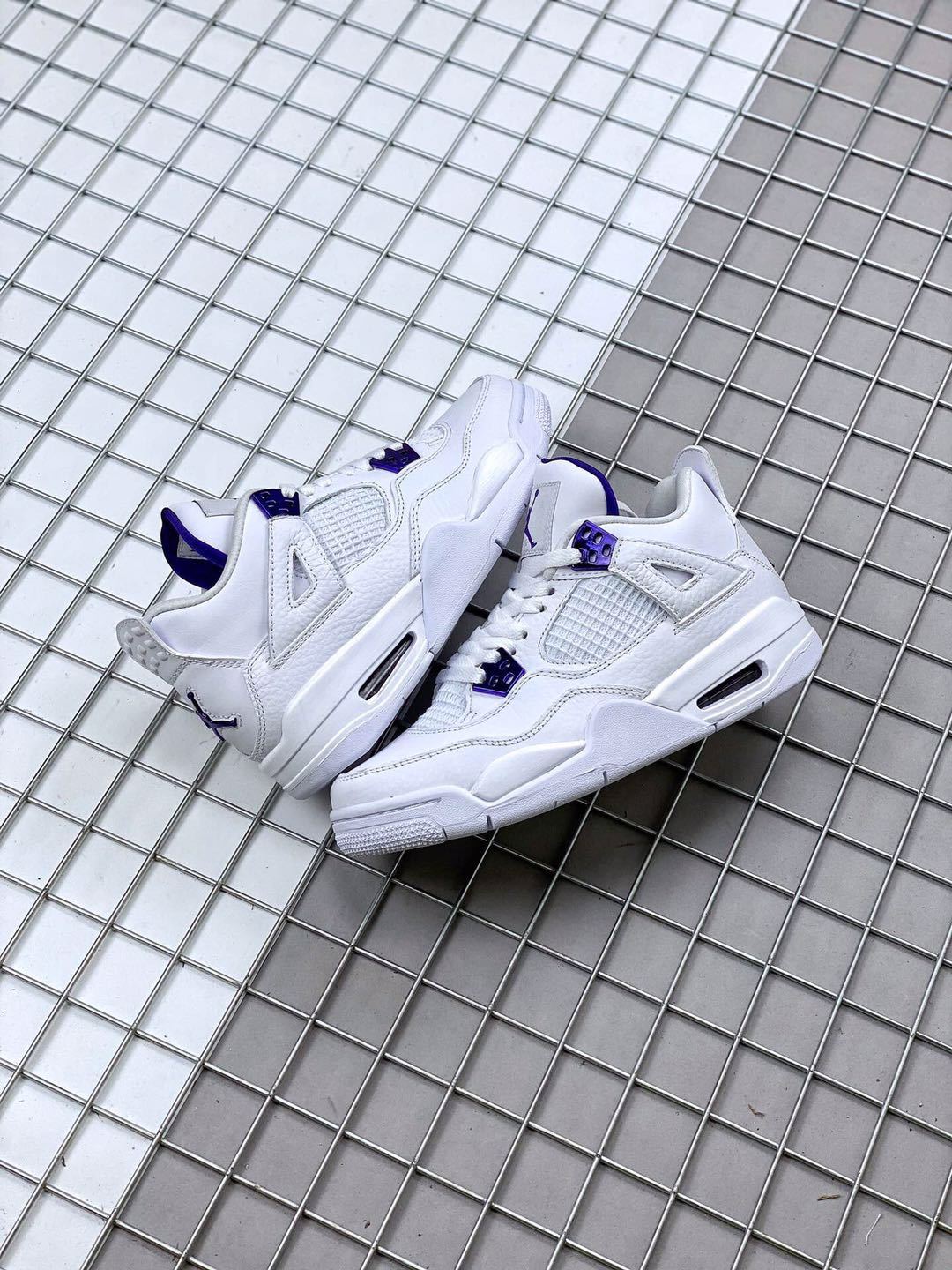 Air Jordan 4 Court Purple White Sneakers