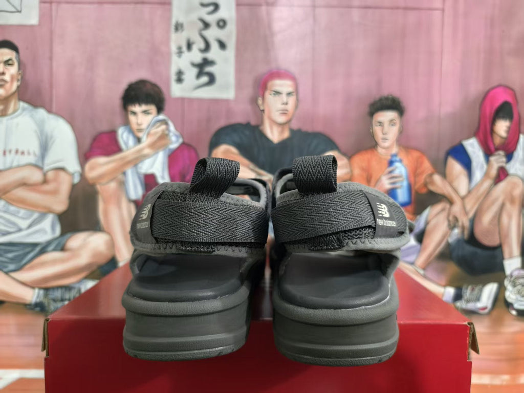 New Balance Black and Gray Adjustable Strap Sandals