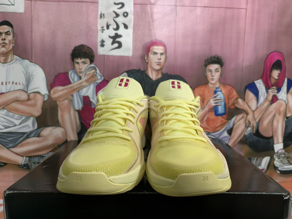 Nike Yellow Basketball Sneakers with Navy and Red Accents