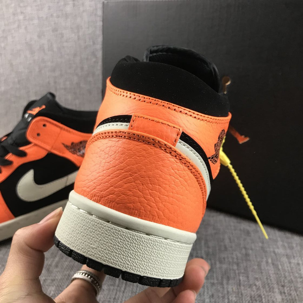 Jordan Air Jordan 1 Mid Orange Black Sneakers
