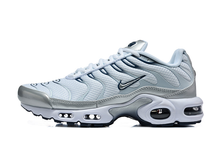 Nike Air Max Plus Sneakers in White and Metallic Silver