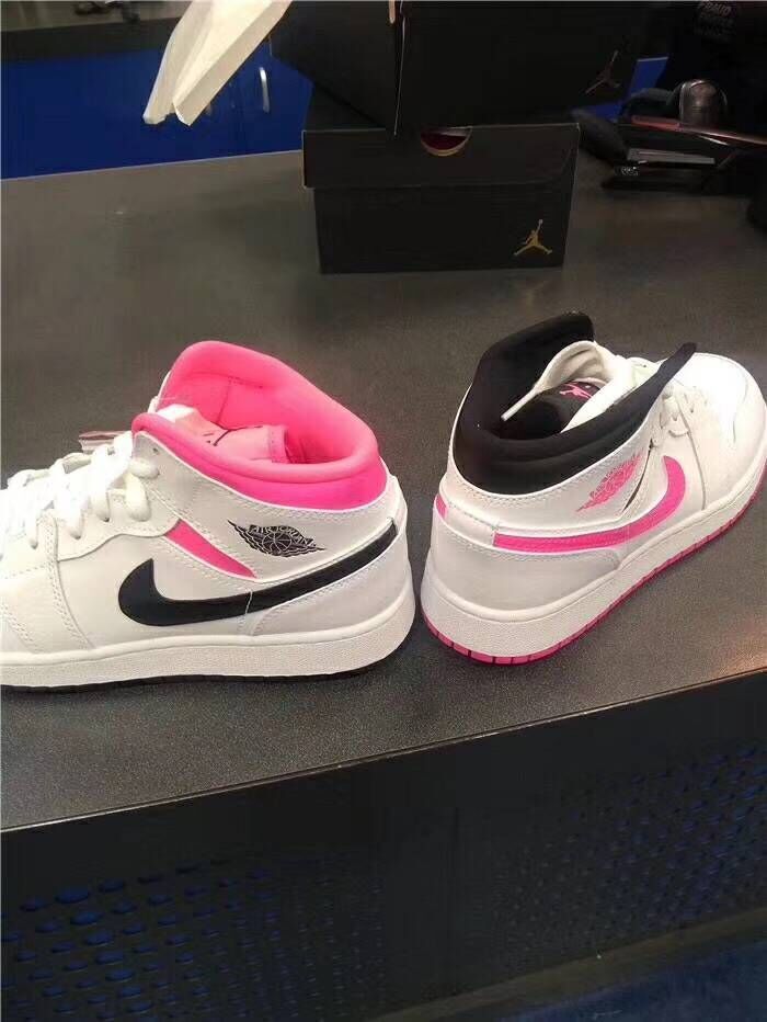 Jordan 1 Valentine's Day Mid Sneakers White Pink Black