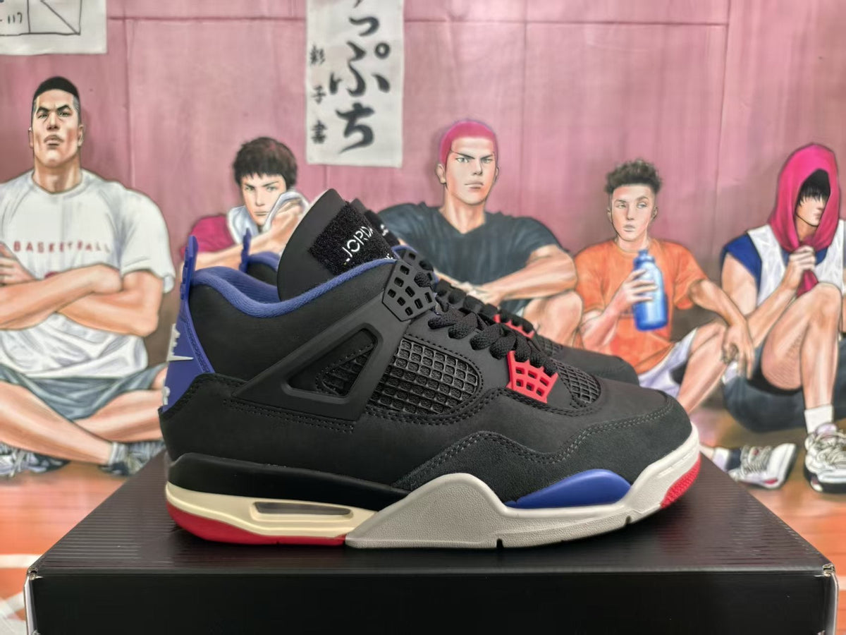 Jordan 4 Sneakers Black Blue Red Color-Block