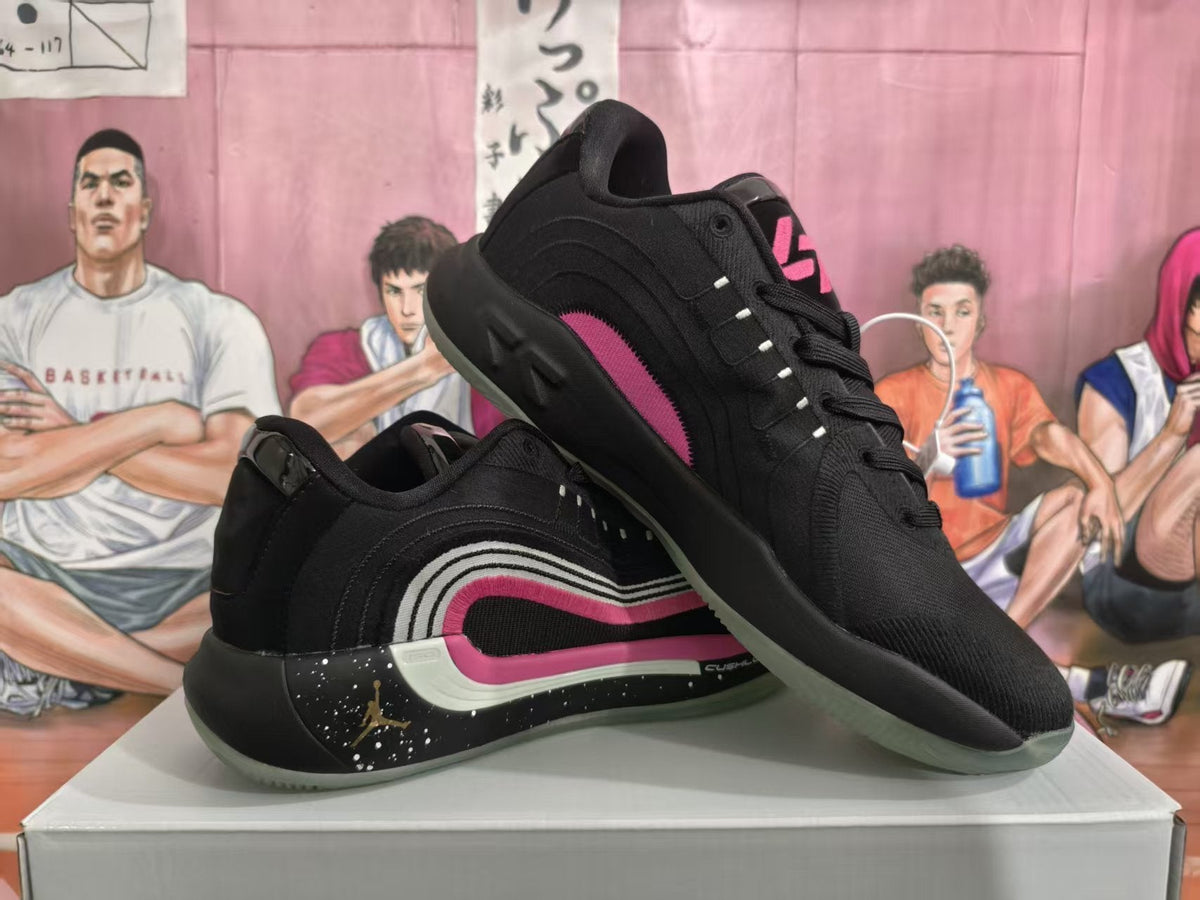 Jordan Black and Pink Basketball Sneakers