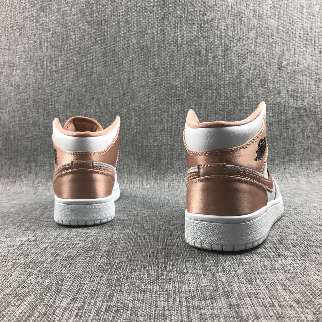 Air Jordan 1 Mid Rose Gold White Sneakers 555112-190