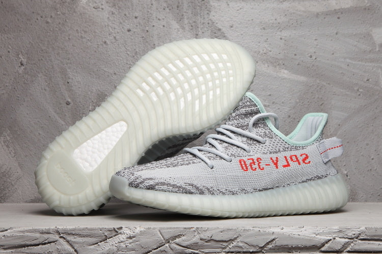 Yeezy 350 V2 Sneakers in Gray with Mint Accents