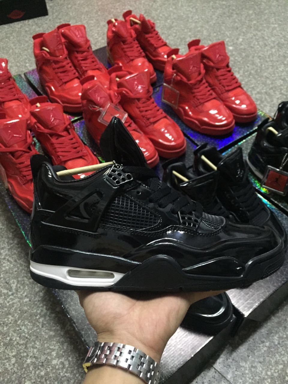 Jordan 4 Red Patent Leather Sneakers 719864 600