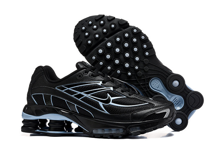 Nike Shox R4 Black and Light Blue Sneakers