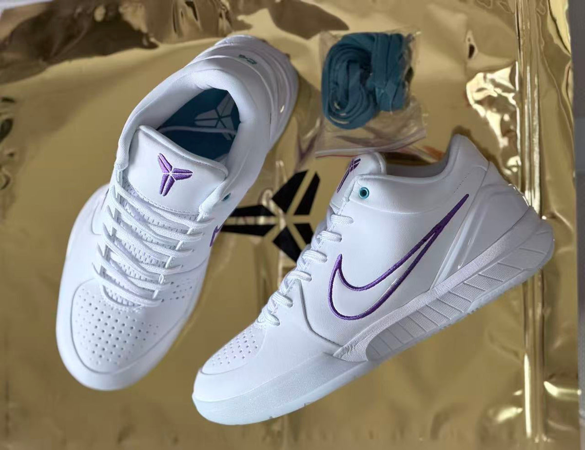 Nike Kobe 4 Low Basketball Shoes White Purple Charlotte