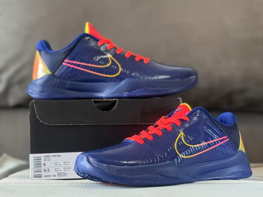 Nike Kobe 5 Clark PE Basketball Sneakers Navy Red Yellow