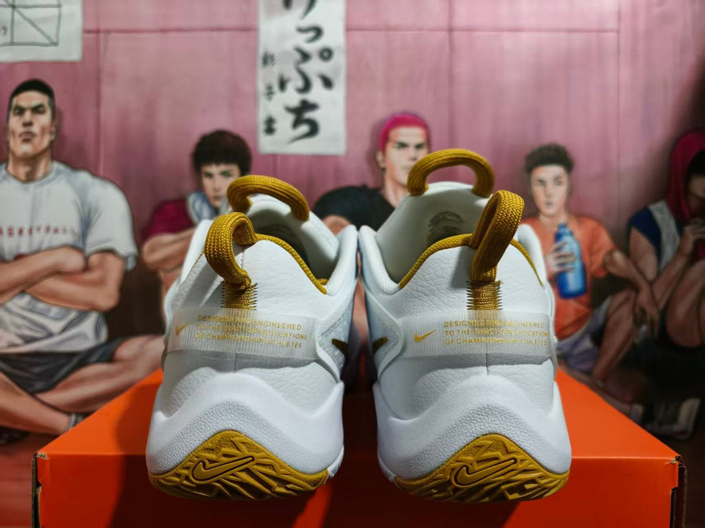 Nike Zoom Basketball Shoes White and Gold