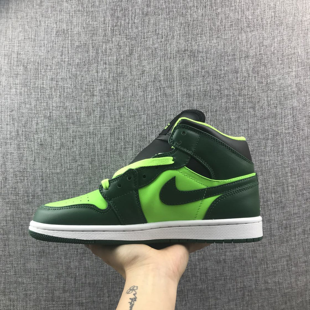 Jordan 1 Mid Fluorescent Green Sneakers 554724-330