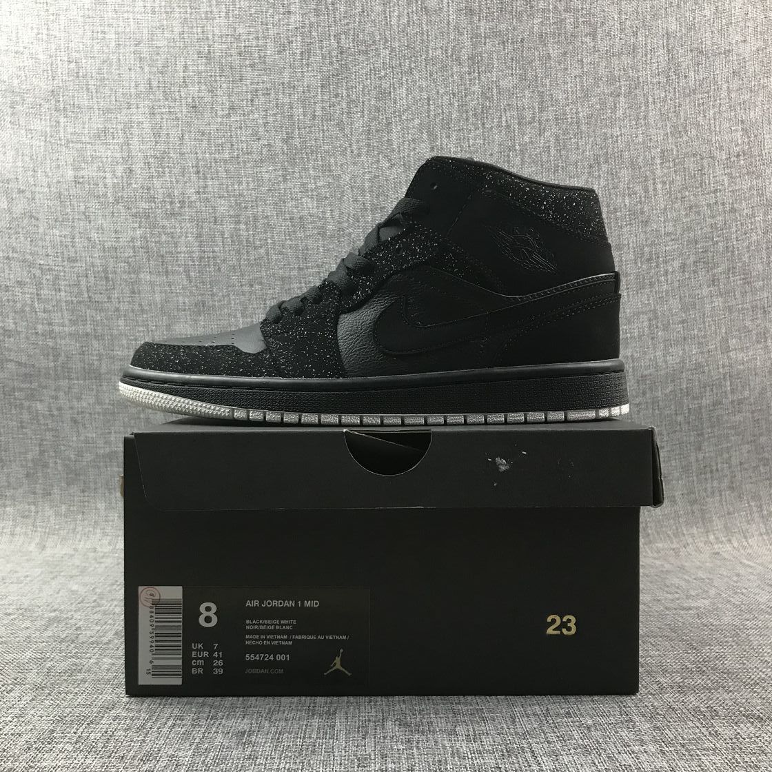 Jordan Air Jordan 1 Mid Black White 554724-001 Sneakers