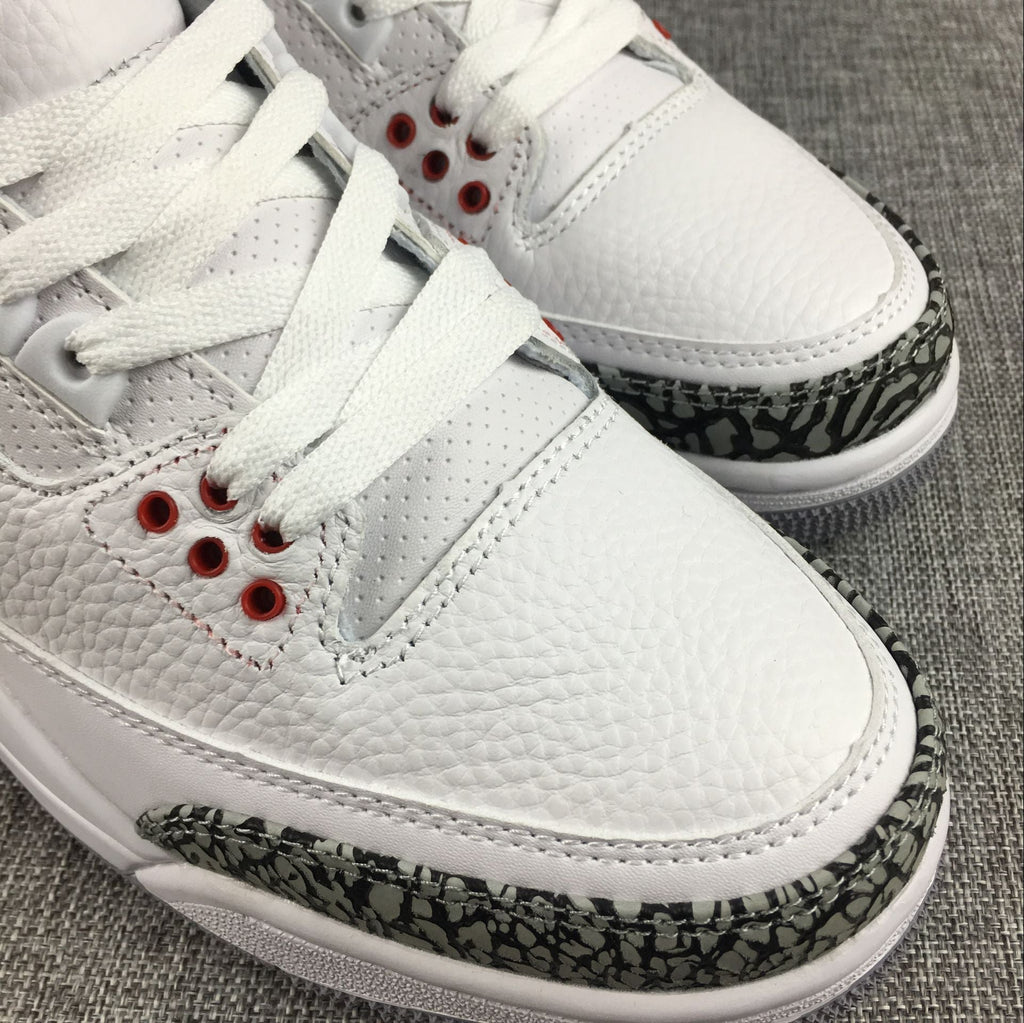 Jordan 3 White Cement Sneakers in White and Grey