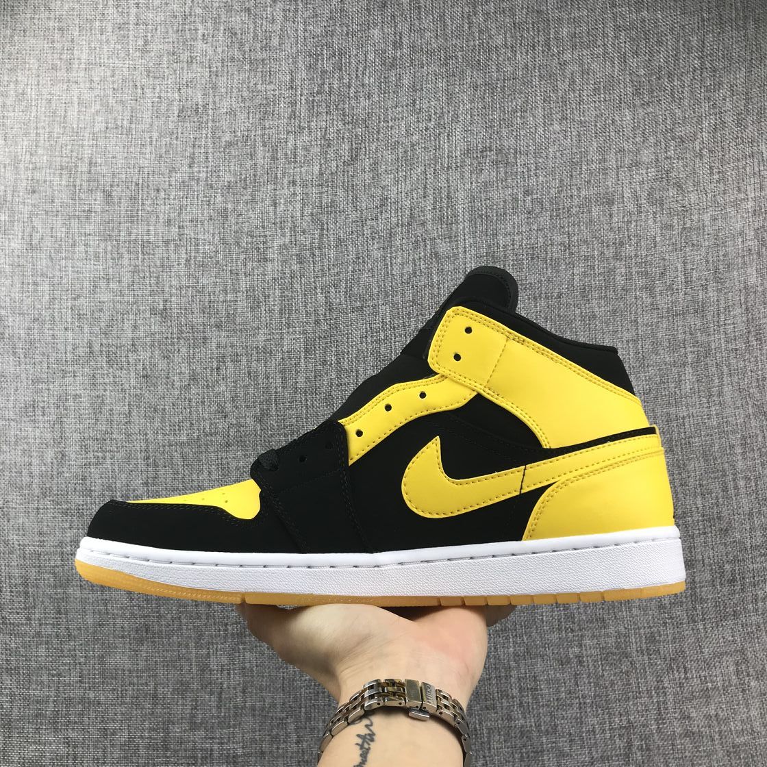 Jordan Air Jordan 1 Mid Black Yellow White Sneakers